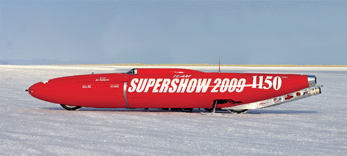 SUPERSHOW 2009 sponsored Land Speed Record attempt Slipstreamer