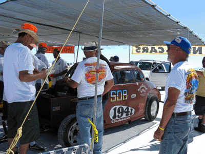 standing in line for tech inspection at Bonneville