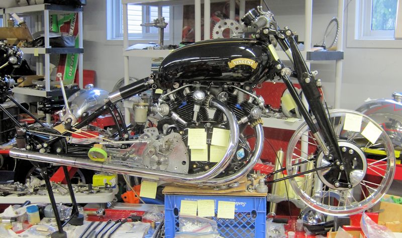 Front end of the Vincent Black Lightning replica project being build by Bar Hodgson